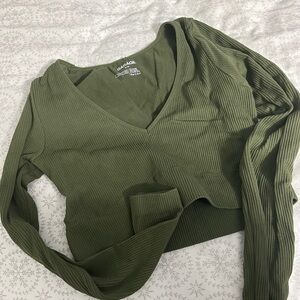 Garage Forest Green Ribbed Crop Top